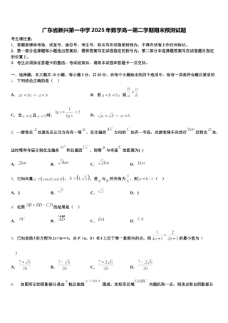 广东省新兴第一中学2025年数学高一第二学期期末预测试题含解析
