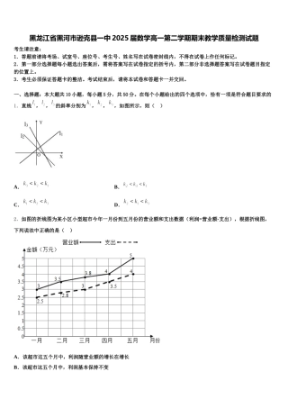 黑龙江省黑河市逊克县一中2025届数学高一第二学期期末教学质量检测试题含解析