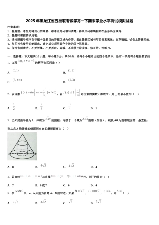 2025年黑龙江省五校联考数学高一下期末学业水平测试模拟试题含解析