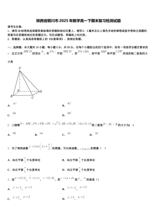 陕西省铜川市2025年数学高一下期末复习检测试题含解析
