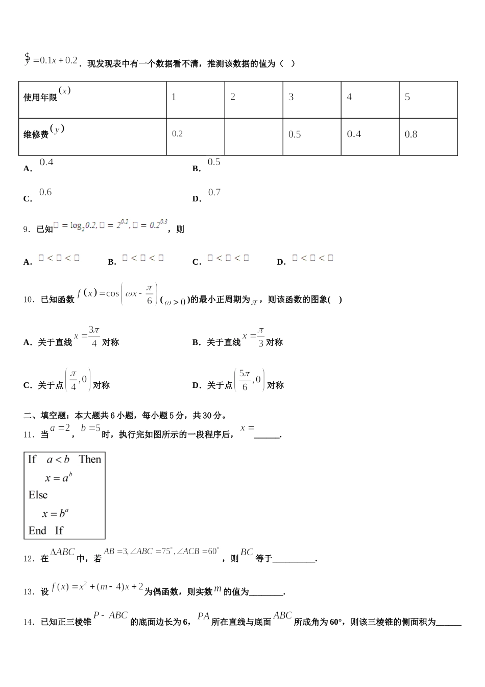 陕西省商洛2024-2025学年数学高一下期末调研模拟试题含解析_第3页