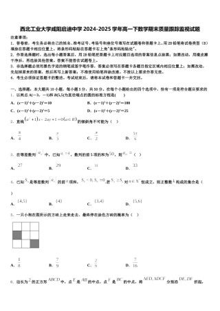 西北工业大学咸阳启迪中学2024-2025学年高一下数学期末质量跟踪监视试题含解析