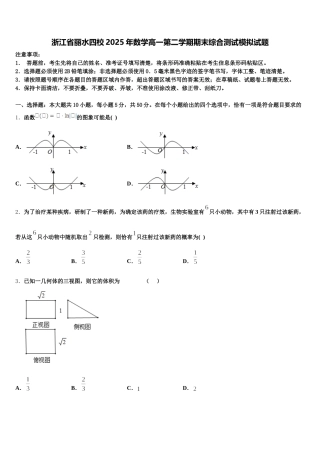 浙江省丽水四校2025年数学高一第二学期期末综合测试模拟试题含解析