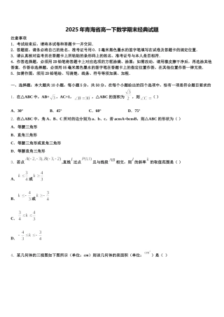 2025年青海省高一下数学期末经典试题含解析