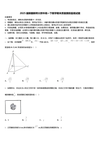 2025届新疆新师大附中高一下数学期末质量跟踪监视试题含解析