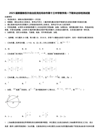 2025届新疆维吾尔自治区克拉玛依市第十三中学数学高一下期末达标检测试题含解析