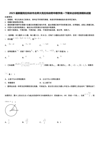 2025届新疆克拉玛依市北师大克拉玛依附中数学高一下期末达标检测模拟试题含解析
