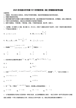 2025年乌鲁木齐市第101中学数学高一第二学期期末联考试题含解析