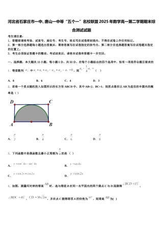河北省石家庄市一中、唐山一中等“五个一”名校联盟2025年数学高一第二学期期末综合测试试题含解析