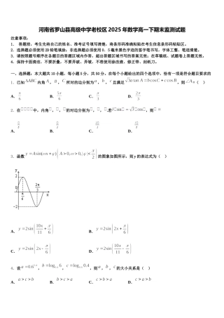 河南省罗山县高级中学老校区2025年数学高一下期末监测试题含解析