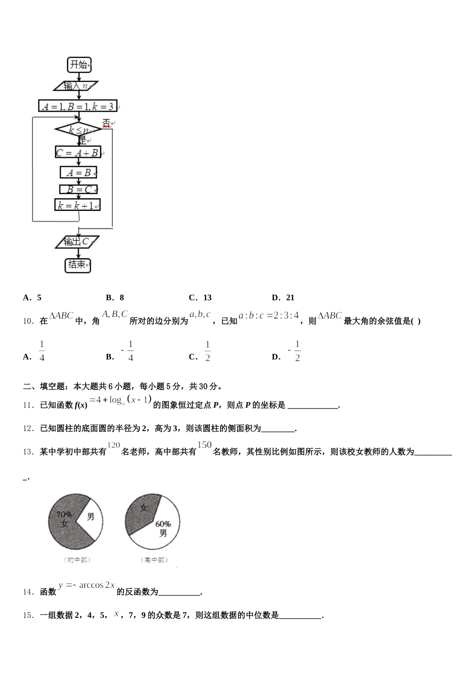 2024-2025学年河南省濮阳市范县一中高一下数学期末联考模拟试题含解析_第3页