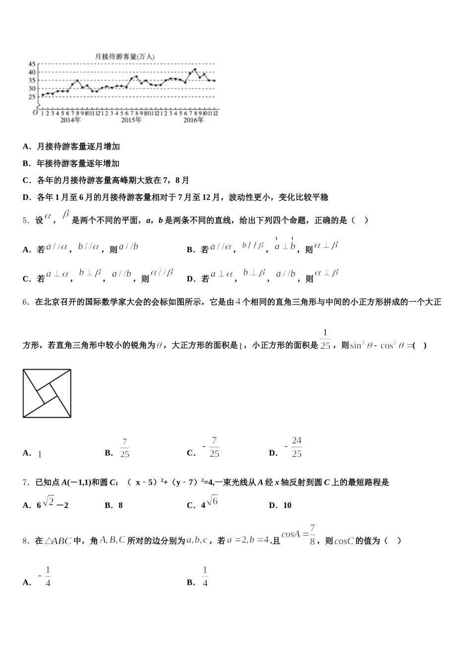 2025年内蒙古自治区鄂尔多斯市第一中学数学高一下期末学业质量监测模拟试题含解析_第2页