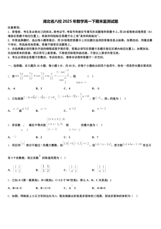 湖北省八校2025年数学高一下期末监测试题含解析