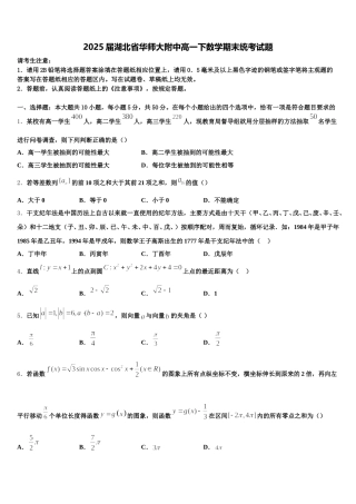 2025届湖北省华师大附中高一下数学期末统考试题含解析