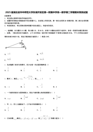 2025届湖北省华中师范大学东湖开发区第一附属中学高一数学第二学期期末预测试题含解析
