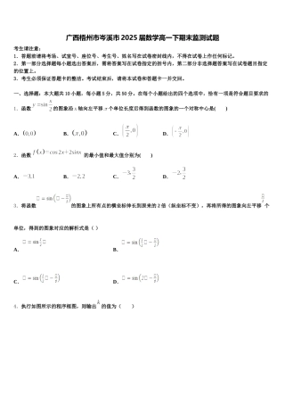 广西梧州市岑溪市2025届数学高一下期末监测试题含解析