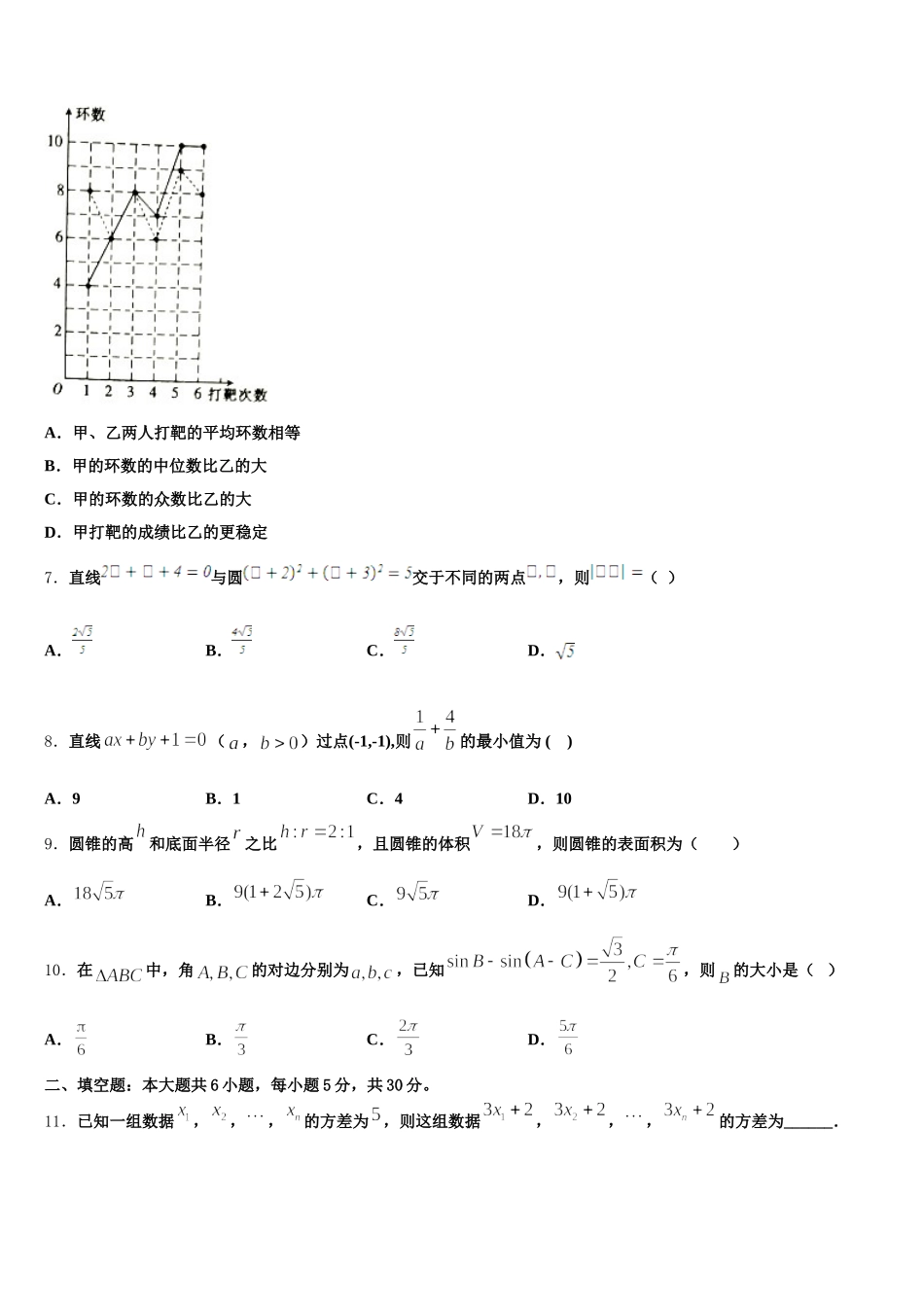 天津市静海区重点中学2025届高一下数学期末复习检测试题含解析_第2页