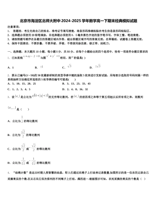 北京市海淀区北师大附中2024-2025学年数学高一下期末经典模拟试题含解析