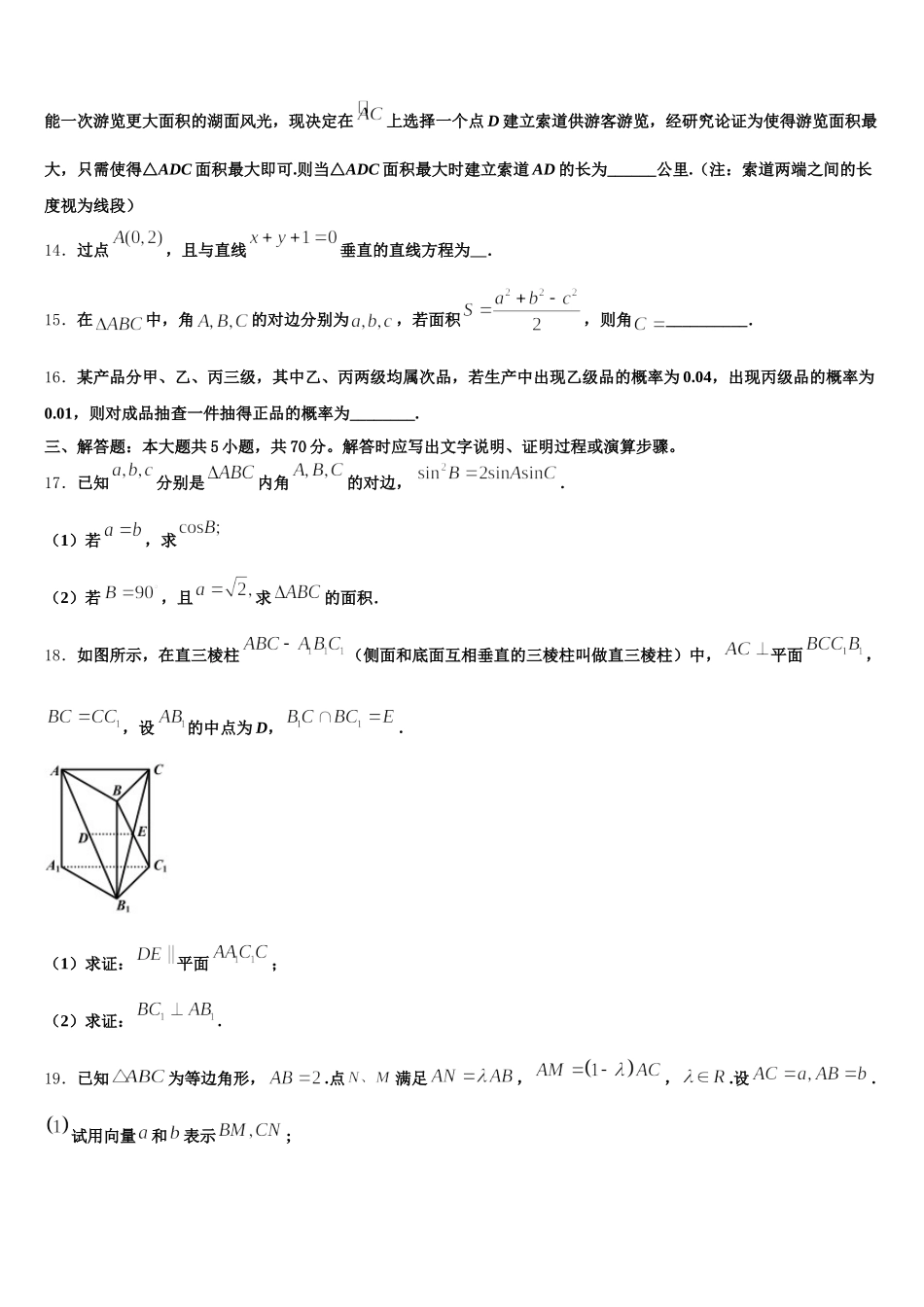 2025届北京市十一所学校高一数学第二学期期末复习检测试题含解析_第3页