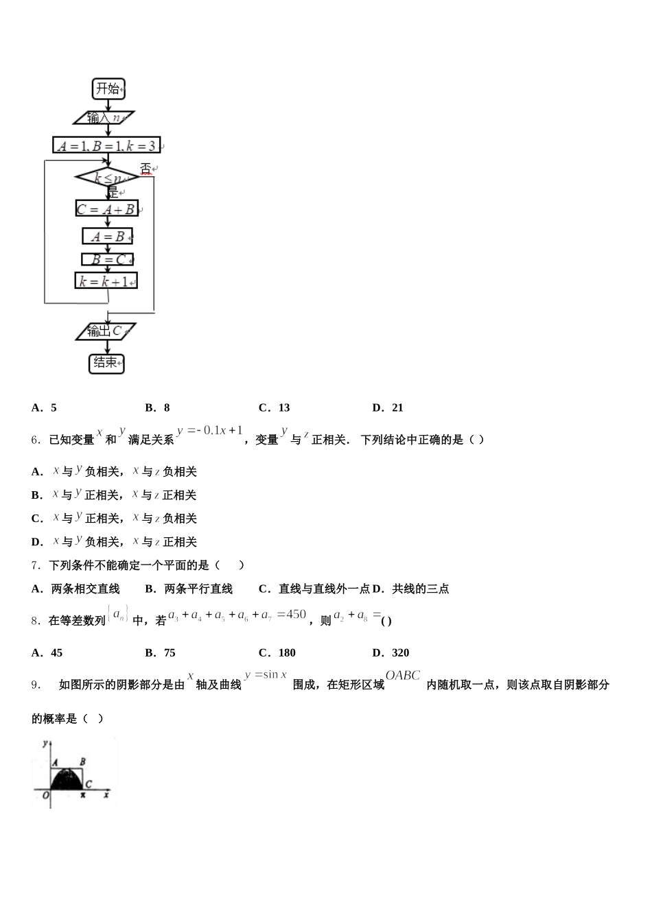 2025届福建省永春美岭中学高一数学第二学期期末达标测试试题含解析_第2页