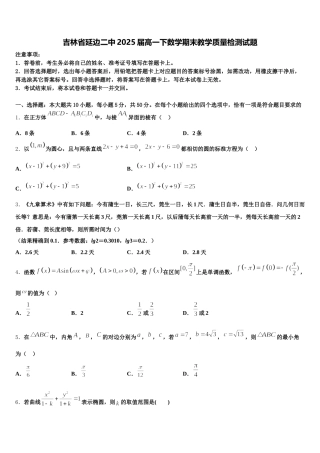 吉林省延边二中2025届高一下数学期末教学质量检测试题含解析