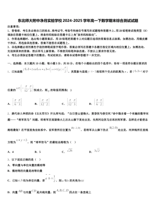 东北师大附中净月实验学校2024-2025学年高一下数学期末综合测试试题含解析