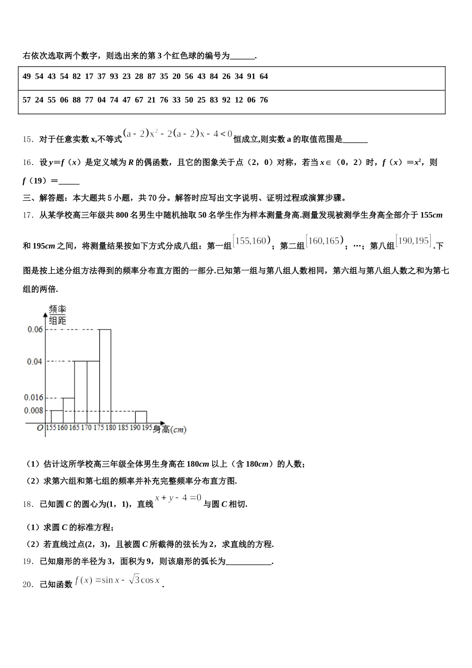 2025届云南省通海三中高一下数学期末综合测试试题含解析_第3页