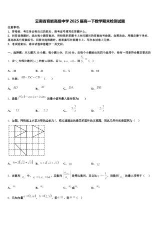 云南省育能高级中学2025届高一下数学期末检测试题含解析