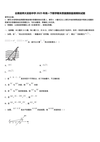 云南省师大实验中学2025年高一下数学期末质量跟踪监视模拟试题含解析