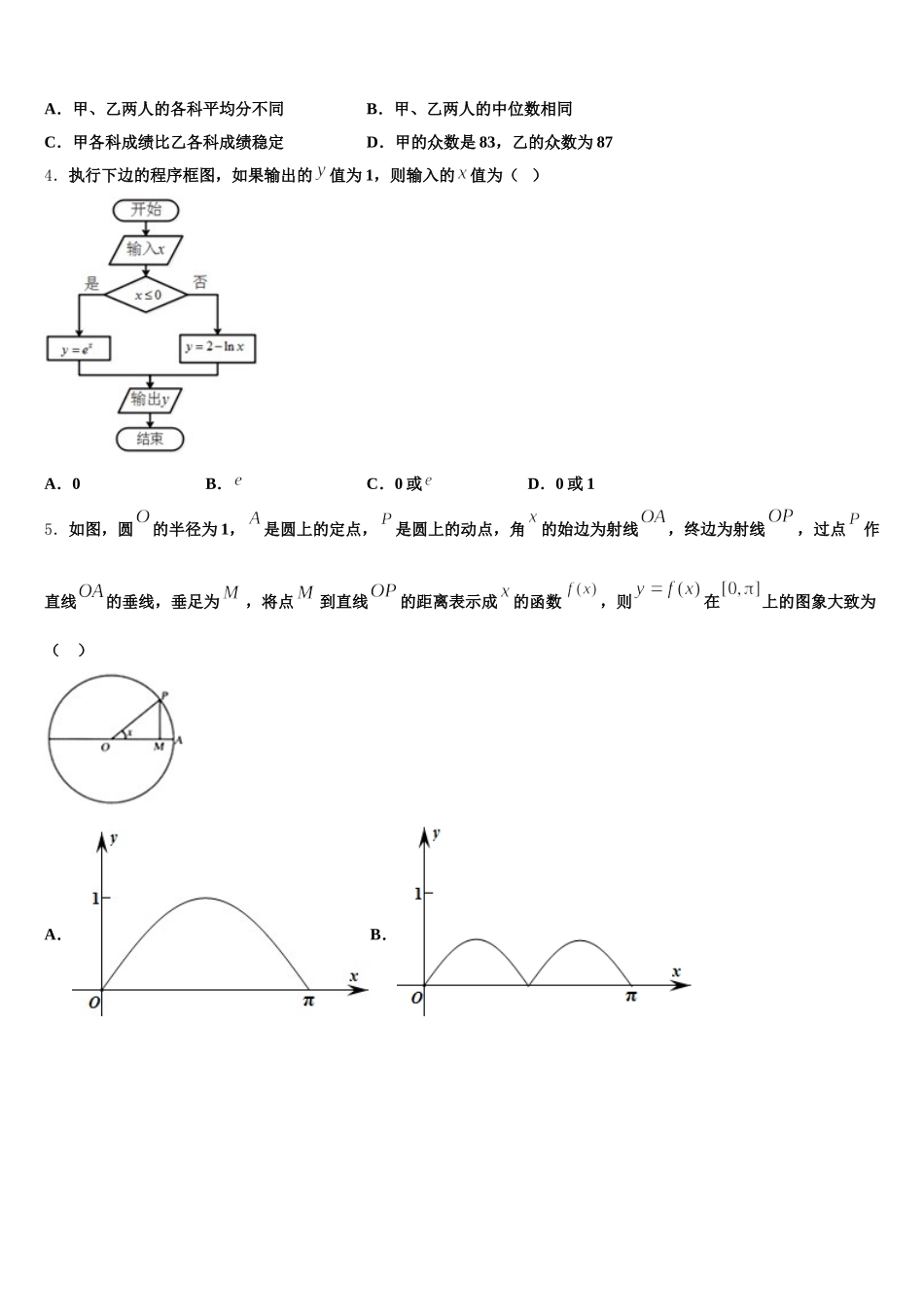 云南省昭通市大关县第二中学2024-2025学年高一数学第二学期期末学业质量监测试题含解析_第2页