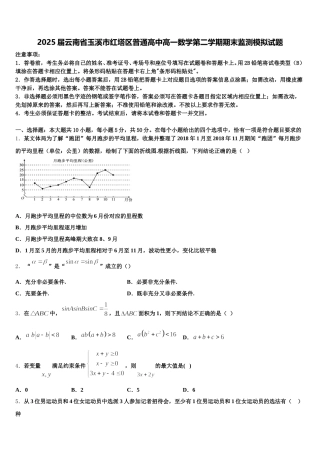 2025届云南省玉溪市红塔区普通高中高一数学第二学期期末监测模拟试题含解析