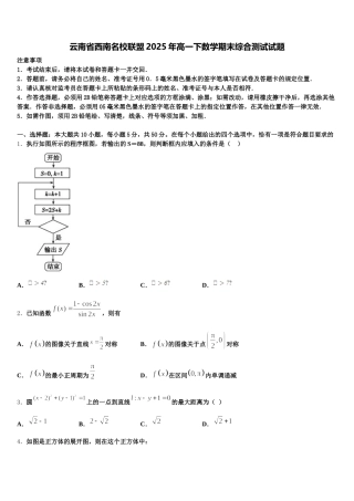 云南省西南名校联盟2025年高一下数学期末综合测试试题含解析