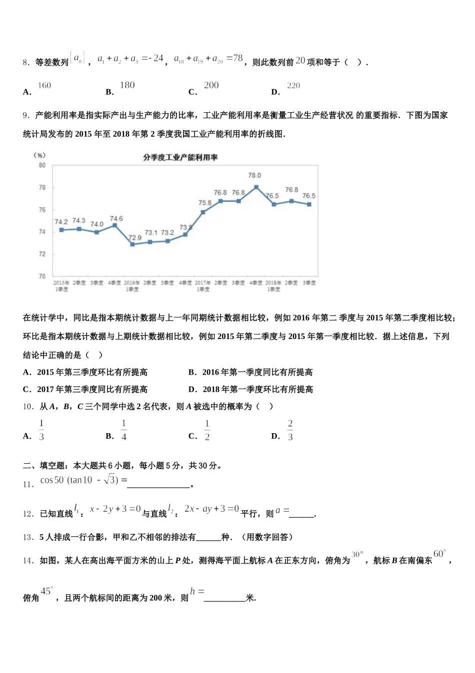 2025年云南省昭通市五校高一数学第二学期期末质量检测试题含解析_第2页
