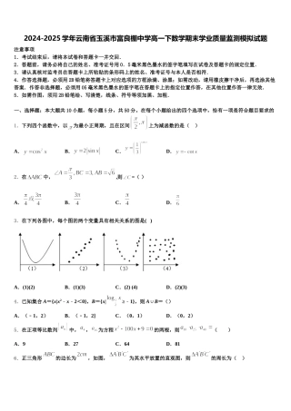 2024-2025学年云南省玉溪市富良棚中学高一下数学期末学业质量监测模拟试题含解析