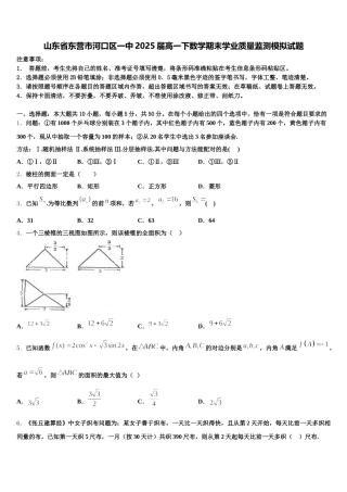 山东省东营市河口区一中2025届高一下数学期末学业质量监测模拟试题含解析