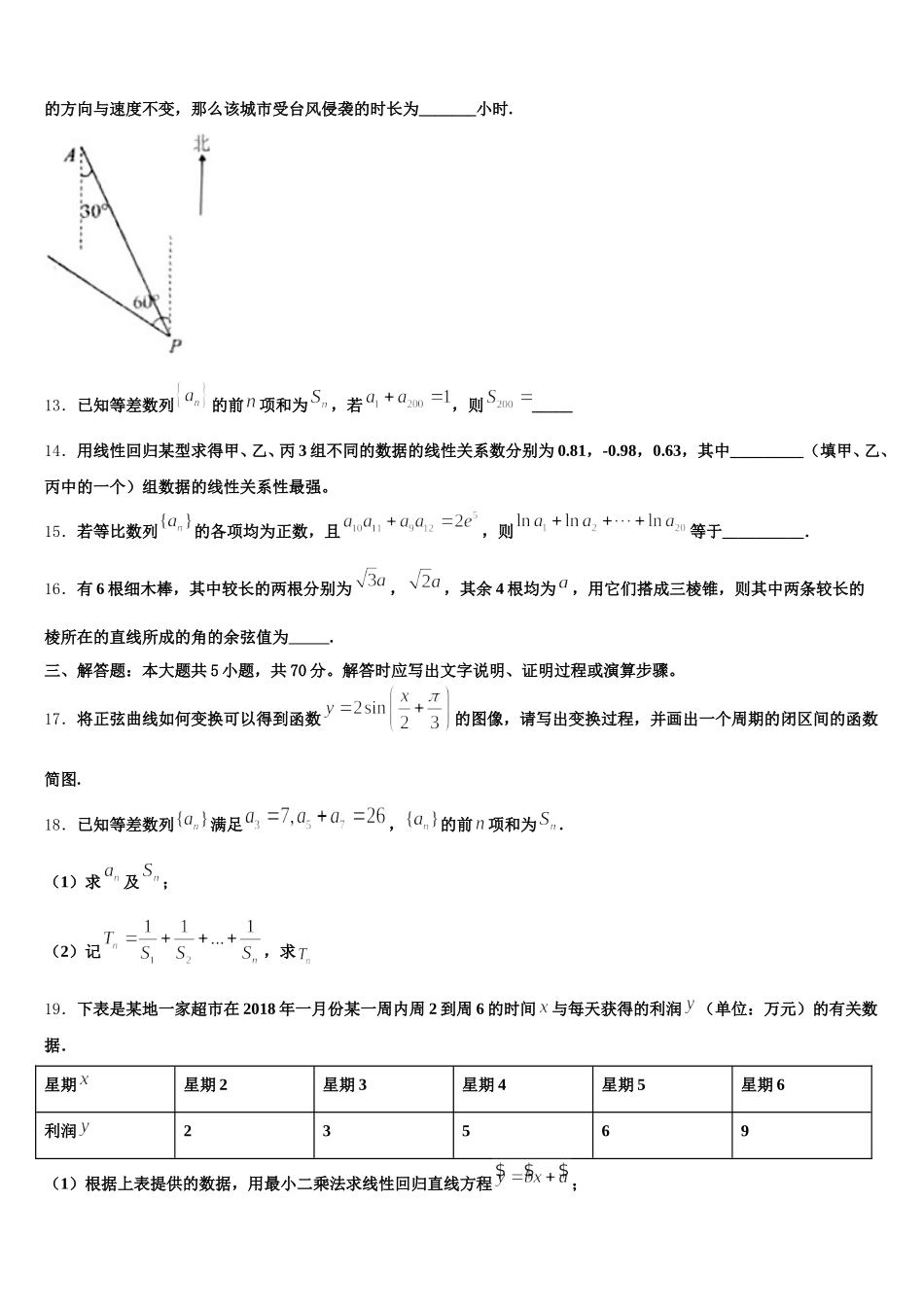 2024-2025学年山东省济省实验学校数学高一下期末经典试题含解析_第3页