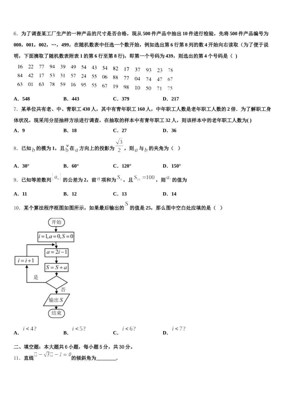 山东省桓台县第二中学2024-2025学年高一数学第二学期期末监测试题含解析_第2页