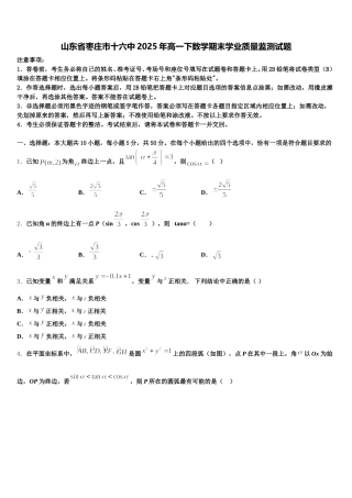 山东省枣庄市十六中2025年高一下数学期末学业质量监测试题含解析