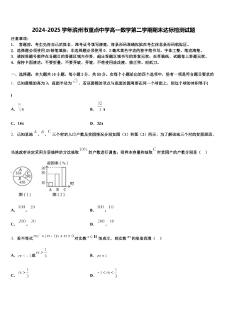 2024-2025学年滨州市重点中学高一数学第二学期期末达标检测试题含解析