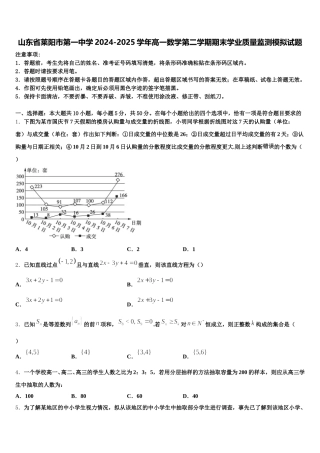 山东省莱阳市第一中学2024-2025学年高一数学第二学期期末学业质量监测模拟试题含解析