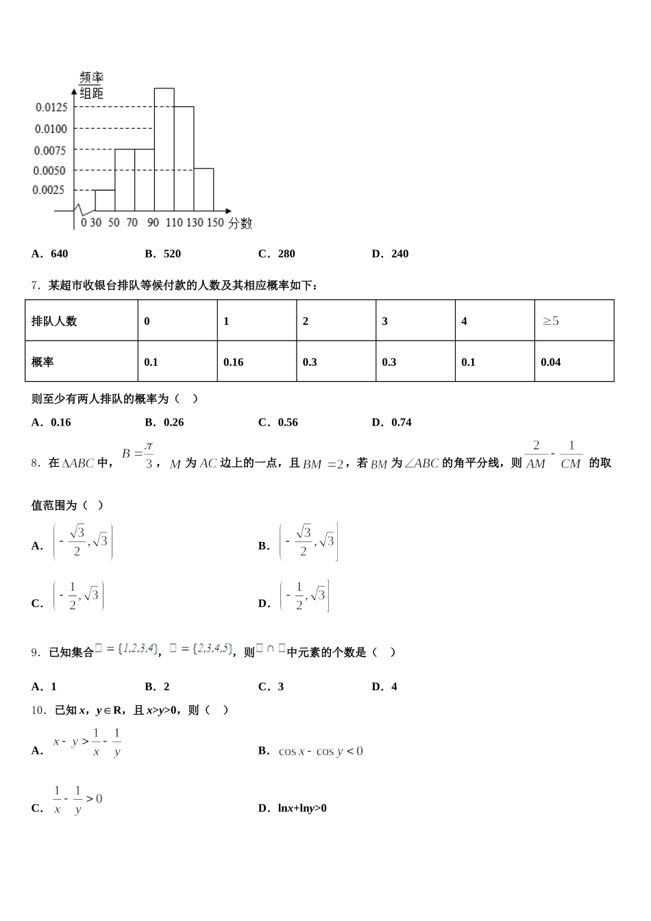 2025届山东省乐陵一中数学高一第二学期期末综合测试模拟试题含解析_第2页