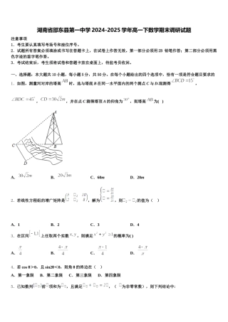 湖南省邵东县第一中学2024-2025学年高一下数学期末调研试题含解析