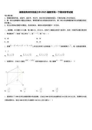 湖南省株洲市攸县三中2025届数学高一下期末联考试题含解析