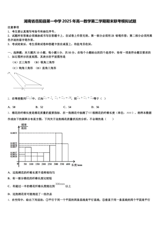 湖南省岳阳县第一中学2025年高一数学第二学期期末联考模拟试题含解析