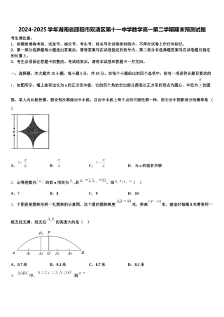 2024-2025学年湖南省邵阳市双清区第十一中学数学高一第二学期期末预测试题含解析