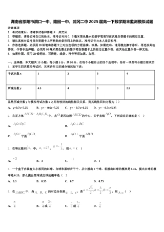 湖南省邵阳市洞口一中、隆回一中、武冈二中2025届高一下数学期末监测模拟试题含解析