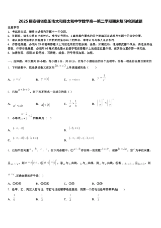 2025届安徽省阜阳市太和县太和中学数学高一第二学期期末复习检测试题含解析