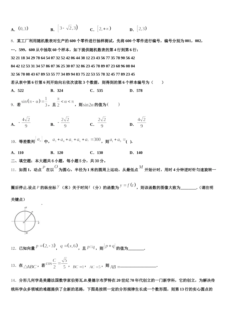 2025年安徽省池州市江南中学数学高一第二学期期末监测模拟试题含解析_第2页