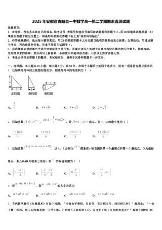 2025年安徽省青阳县一中数学高一第二学期期末监测试题含解析