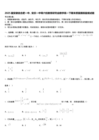 2025届安徽省合肥一中、安庆一中等六校教育研究会数学高一下期末质量跟踪监视试题含解析